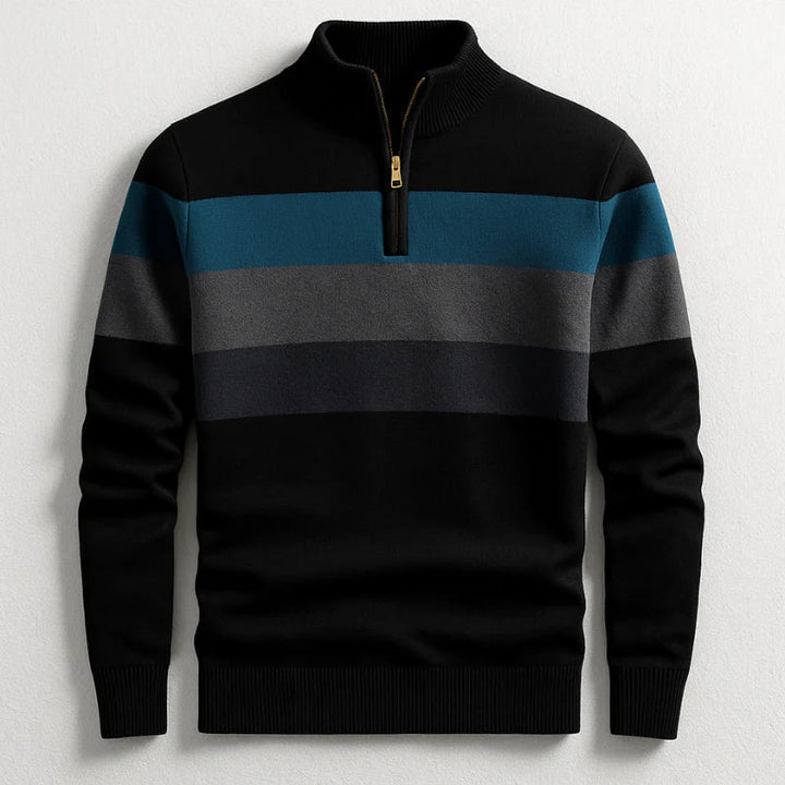 Douglas - Stripe Quarter-Zip Cotton Pullover