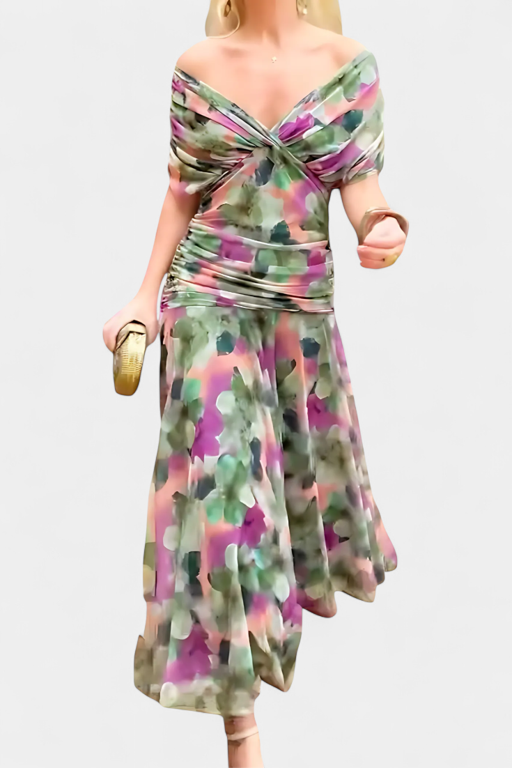 NORELLE™ | Printed Floral V-Neck Maxi Dress