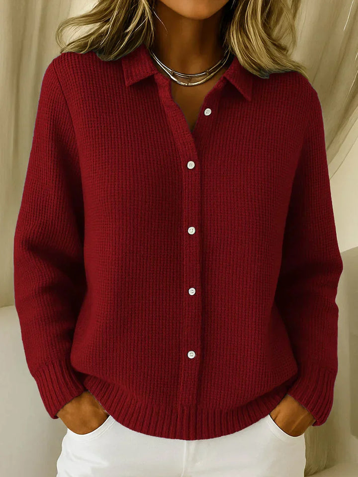 Esmae – Slim Cotton Blend Collared Cardigan