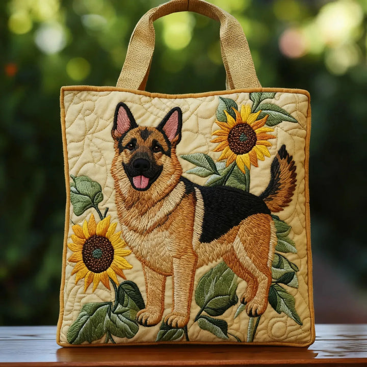 Handcrafted Tote Bag - Floral German Shepherd