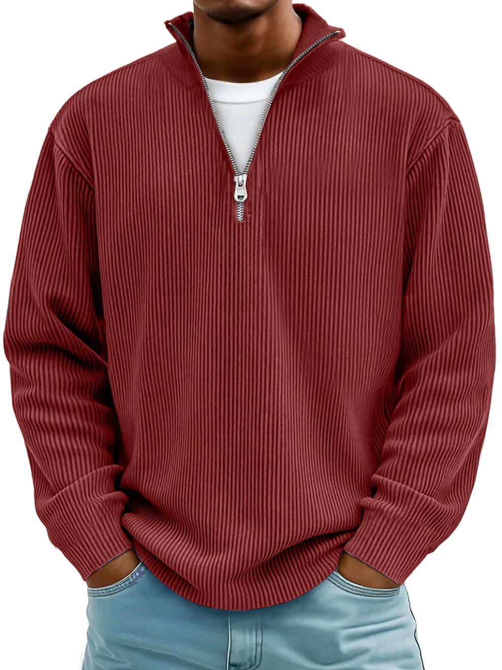 Jude – Trendy Half-Zip Knitted Sweater