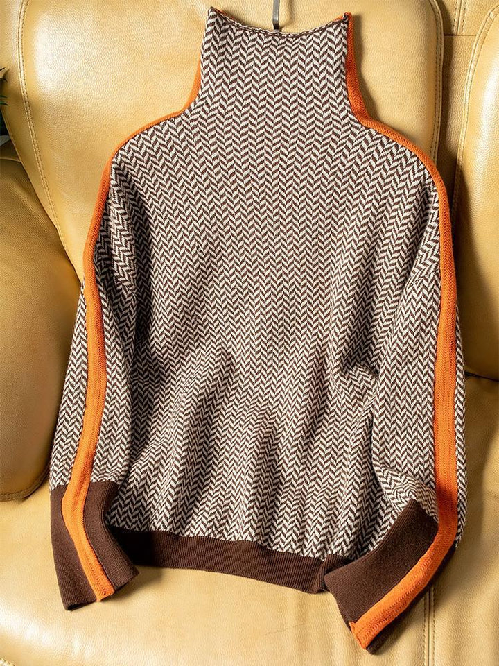 Grace – High-Neck Striped Sweater for Effortless Elegance