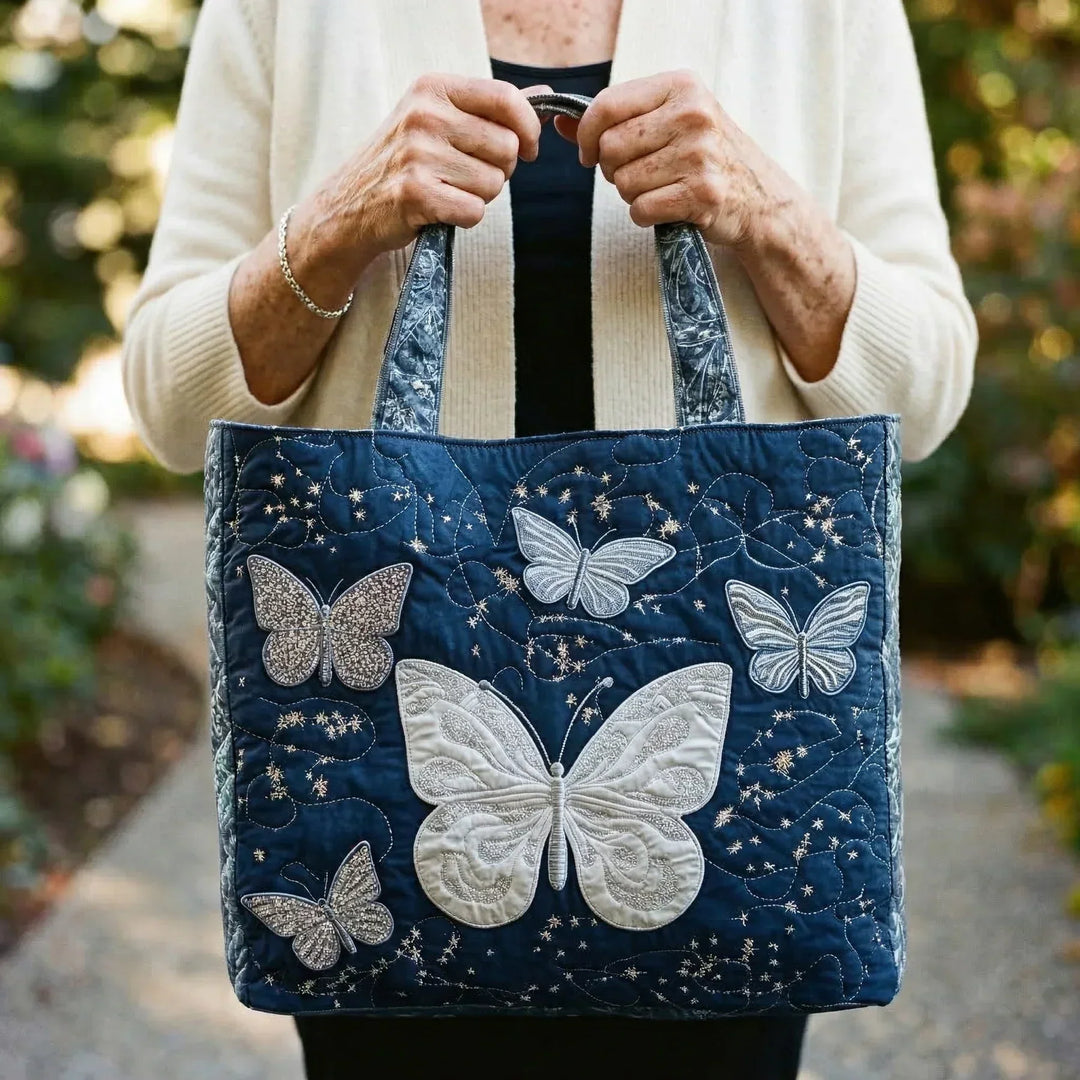 Handmade Tote Bag - Silver Butterfly