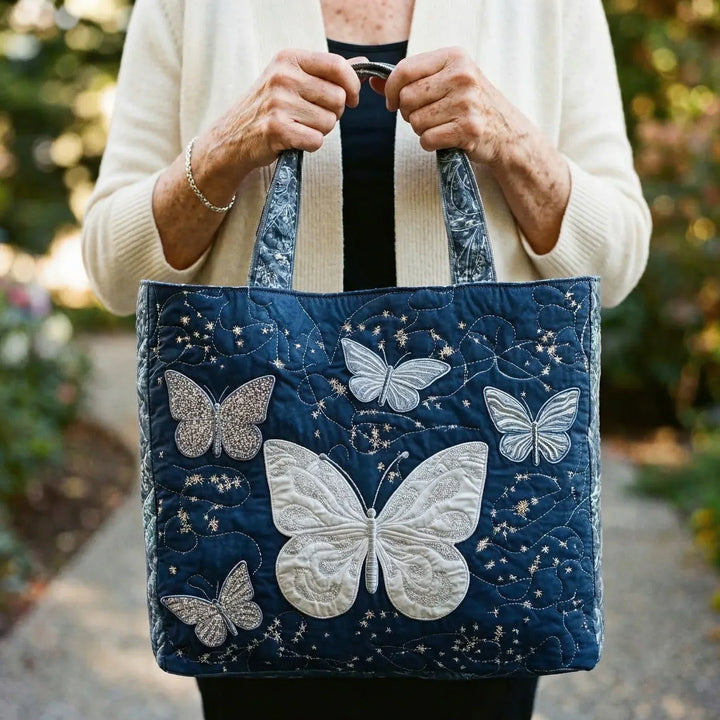 Handmade Tote Bag - Silver Butterfly
