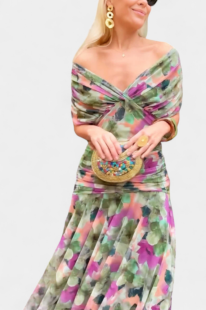 NORELLE™ | Printed Floral V-Neck Maxi Dress