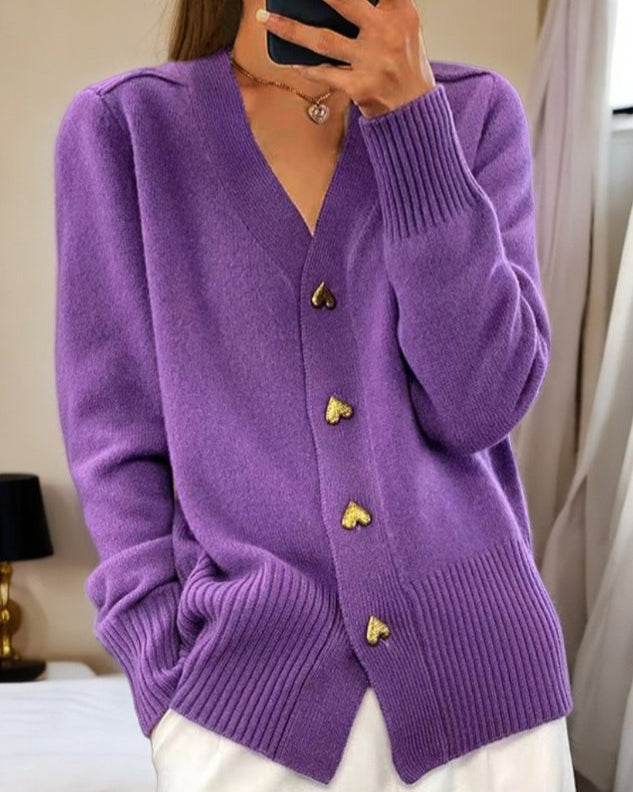 Livia™ | Elegant Cardigan with Heart Buttons